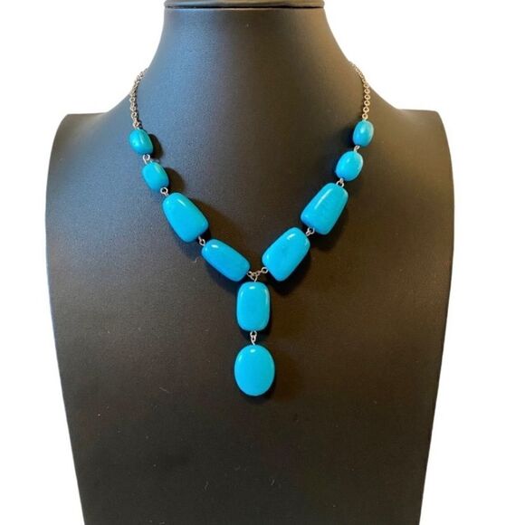 Beautiful Faux Turquoise Colored Lariat Necklace. - Picture 1 of 5
